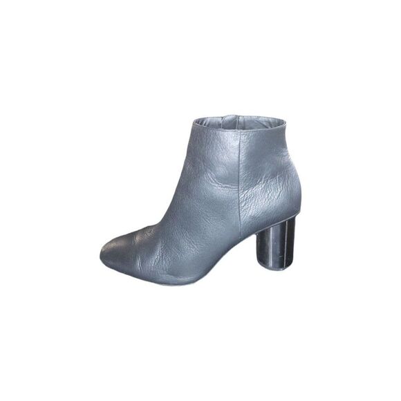 Zara Ankle Boots Women Sz 9 Wide Heeled Black Leather‎ Designer Winter Workwear - Picture 1 of 6